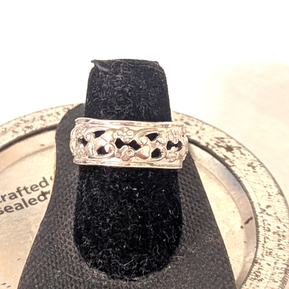 Antique Art Nouveau Sterling Silver Ornate Reticulated Open Band - Picture 5 of 5